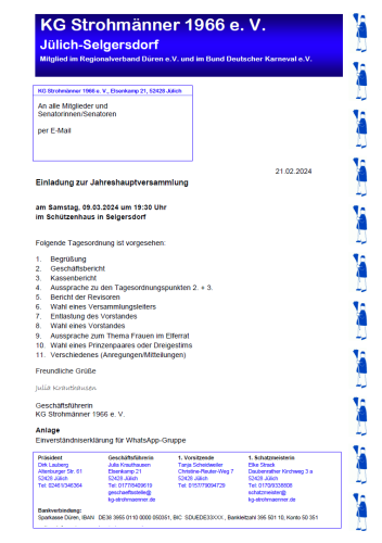 Einladung JHV 2024